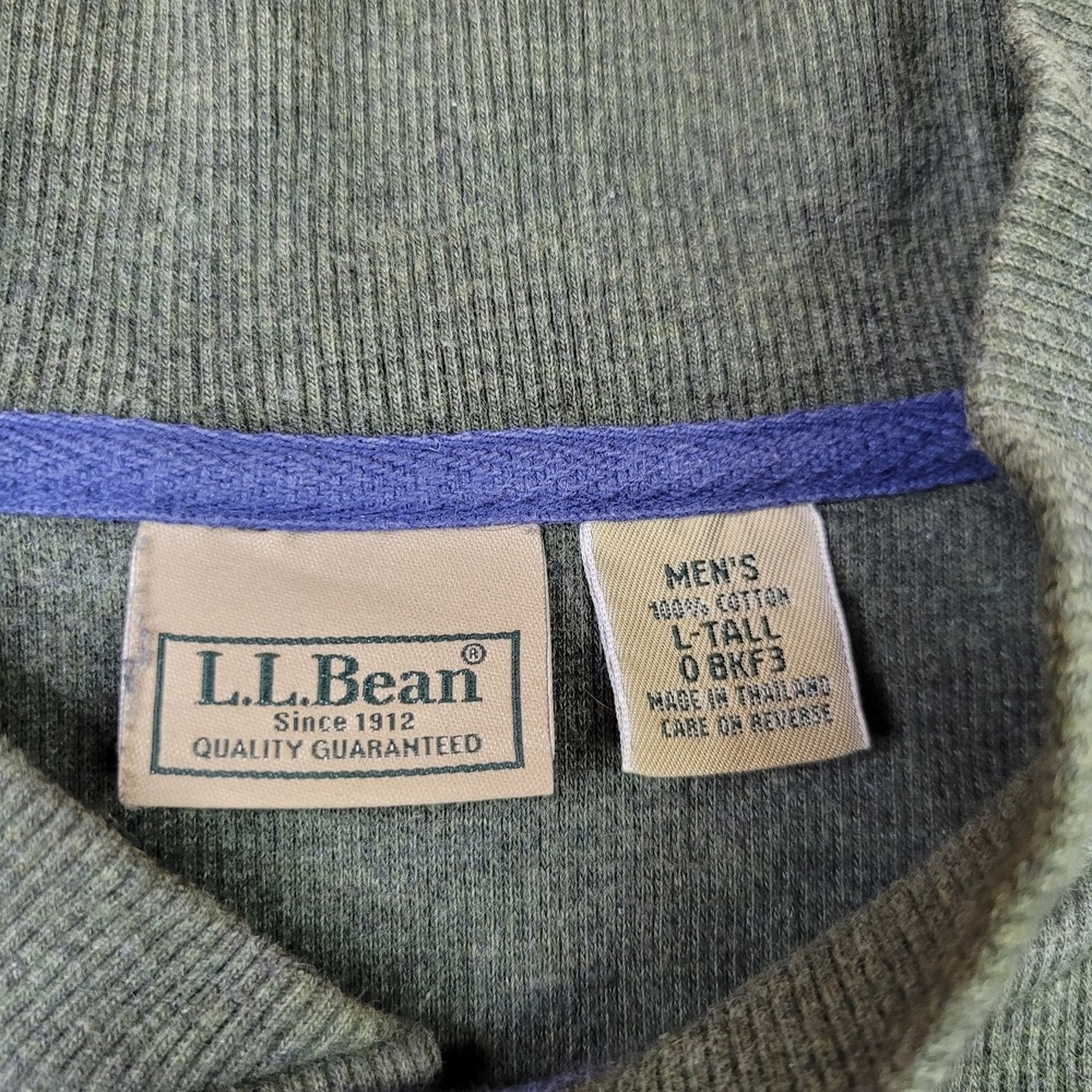 LL Bean Pullover Sweater Mens LT Large Tall Hunter Green Waffle Knit O BKF3 - Picture 5 of 9